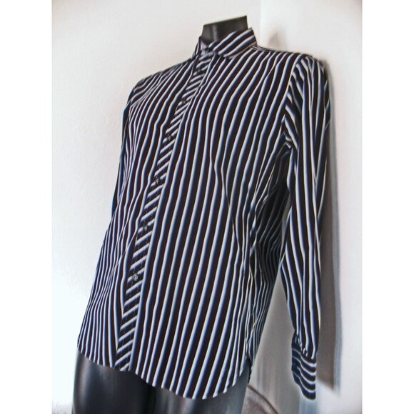Inc. International Concepts Men  Shirt Blue/Black Stripes L/S  Sz Medium - Picture 5 of 7
